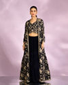 Stellar Indigo Blue Georgette Ensemble Indo Western